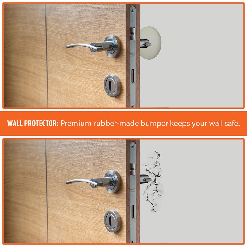 IFAMIO Premium Quality Large 2 Pcs Door Bumper Self Adhesive Sticker Strong Stickiness Wall Protector Guard Door Knob Stopper 3.2 Inches Rubber Round White Silicone Door Handle Bumper Set - Image 3